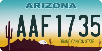 AZ license plate AAF1735