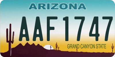 AZ license plate AAF1747