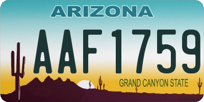 AZ license plate AAF1759