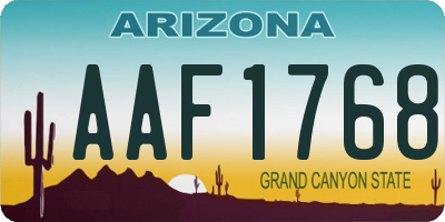 AZ license plate AAF1768