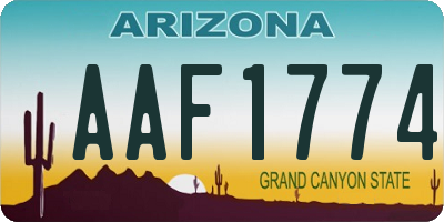 AZ license plate AAF1774