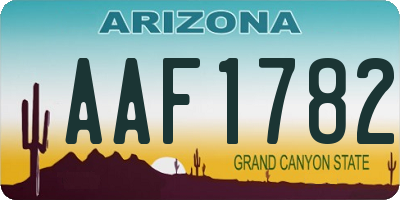 AZ license plate AAF1782