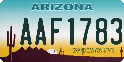 AZ license plate AAF1783