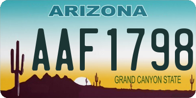 AZ license plate AAF1798