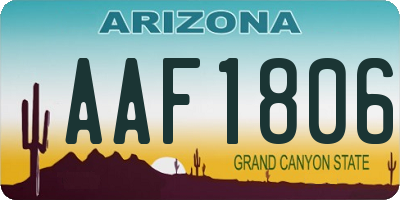 AZ license plate AAF1806