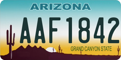 AZ license plate AAF1842