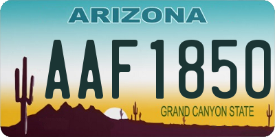 AZ license plate AAF1850