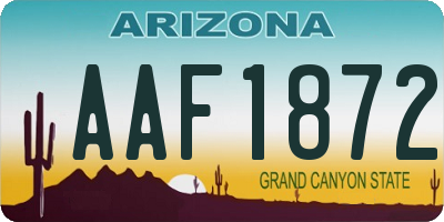 AZ license plate AAF1872