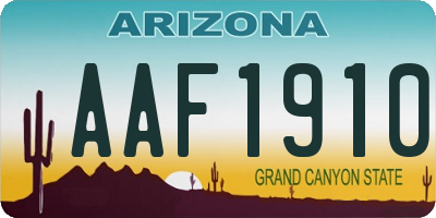 AZ license plate AAF1910