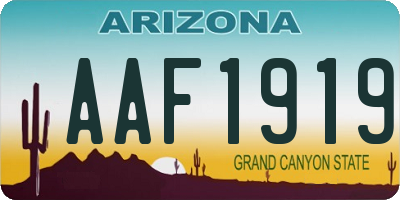 AZ license plate AAF1919