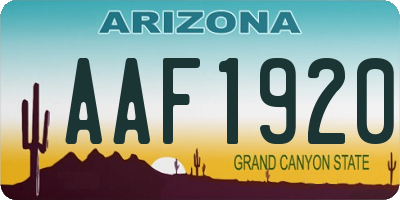 AZ license plate AAF1920