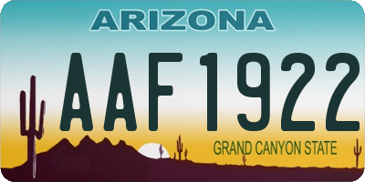 AZ license plate AAF1922