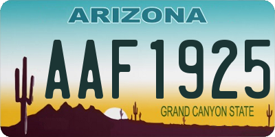 AZ license plate AAF1925