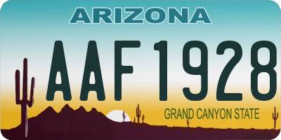 AZ license plate AAF1928