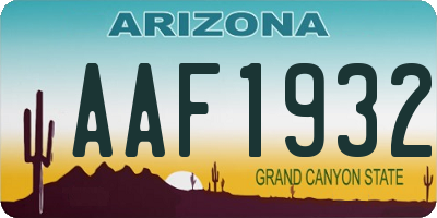 AZ license plate AAF1932