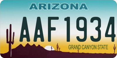 AZ license plate AAF1934