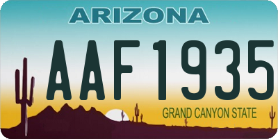 AZ license plate AAF1935