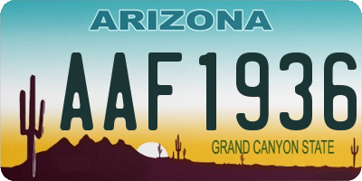 AZ license plate AAF1936