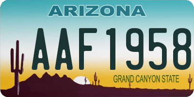 AZ license plate AAF1958