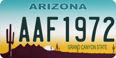 AZ license plate AAF1972