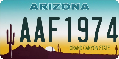 AZ license plate AAF1974