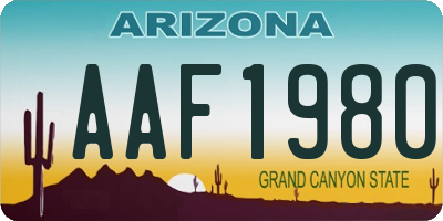 AZ license plate AAF1980