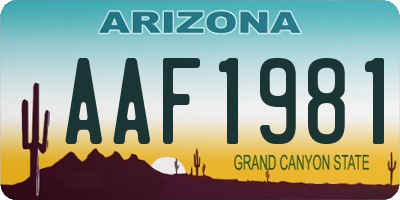 AZ license plate AAF1981