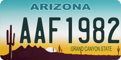 AZ license plate AAF1982