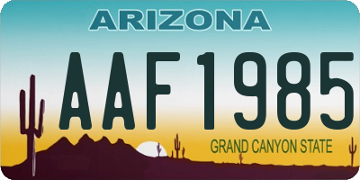 AZ license plate AAF1985