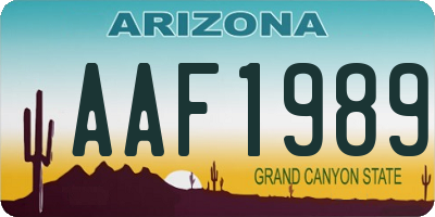 AZ license plate AAF1989