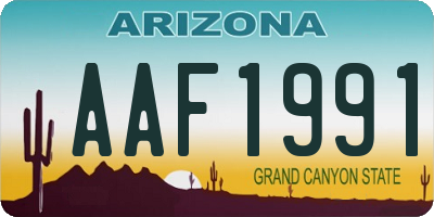 AZ license plate AAF1991