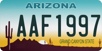 AZ license plate AAF1997