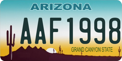 AZ license plate AAF1998