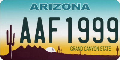 AZ license plate AAF1999