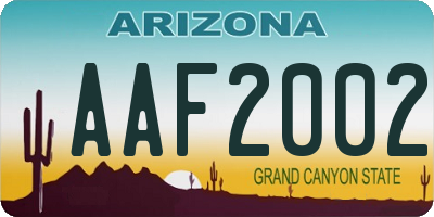 AZ license plate AAF2002