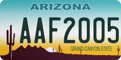 AZ license plate AAF2005