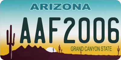 AZ license plate AAF2006