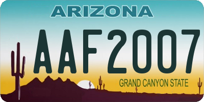 AZ license plate AAF2007