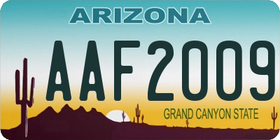 AZ license plate AAF2009