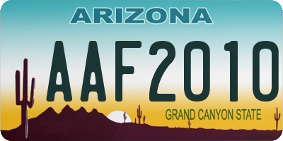 AZ license plate AAF2010