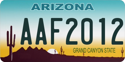 AZ license plate AAF2012