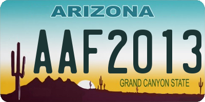 AZ license plate AAF2013