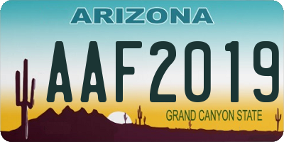 AZ license plate AAF2019