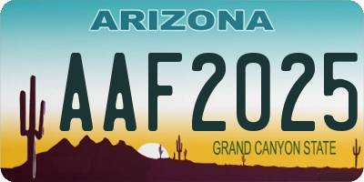 AZ license plate AAF2025