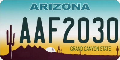 AZ license plate AAF2030