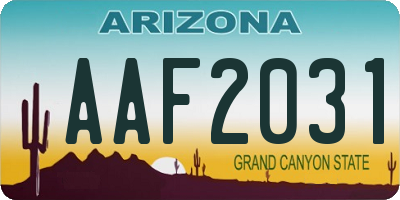 AZ license plate AAF2031