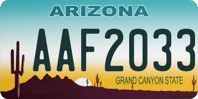 AZ license plate AAF2033