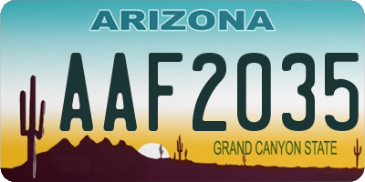 AZ license plate AAF2035