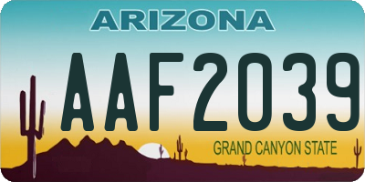 AZ license plate AAF2039