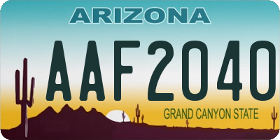 AZ license plate AAF2040